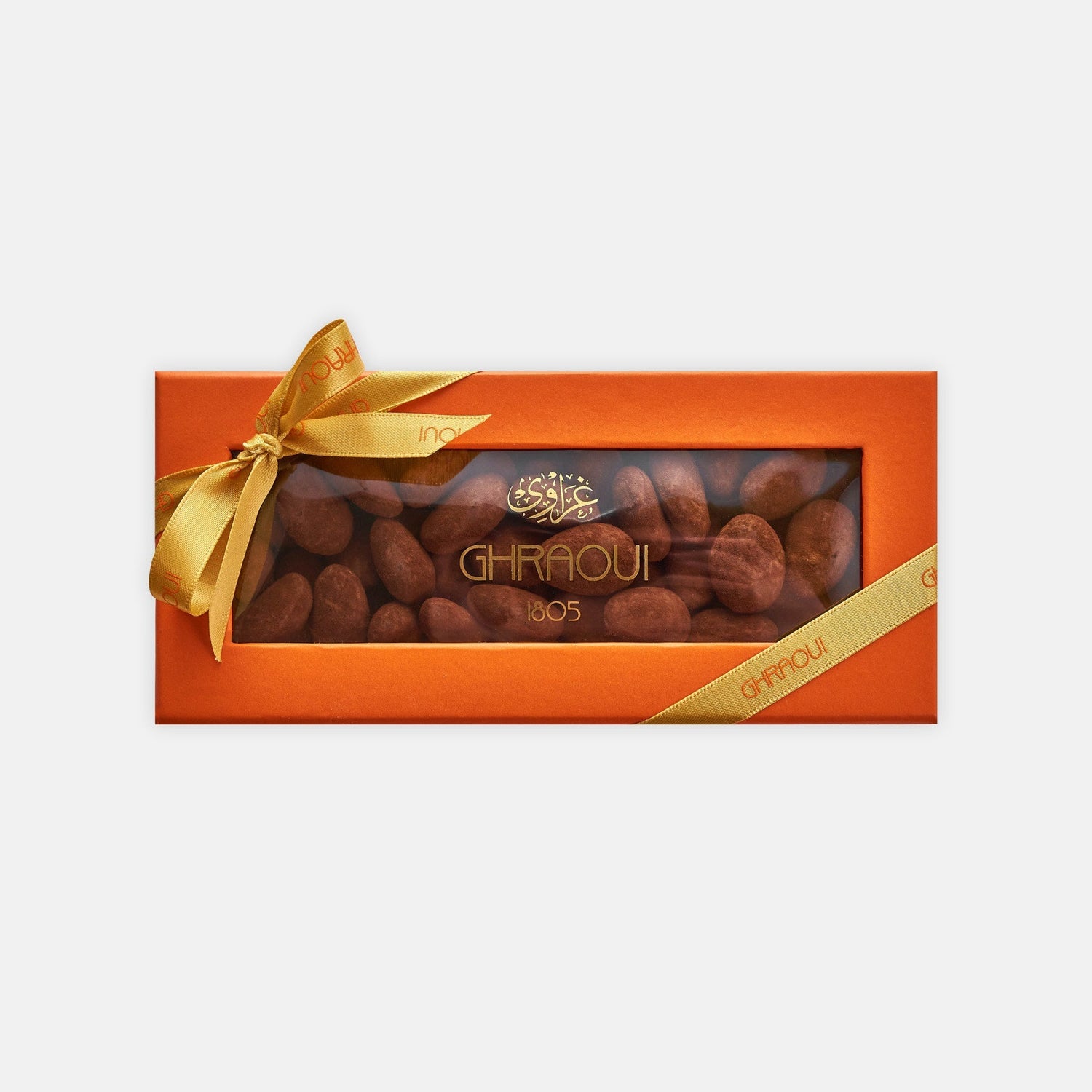 Roasted almonds coated with praline and dusted in cocoa powder - ghraoui-chocolate